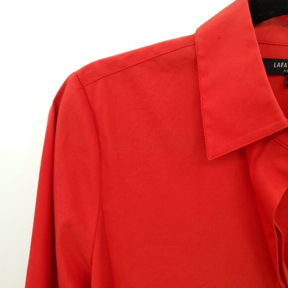Lafayette 148 New York Stretch Cotton Straight Shirt S Red - Picture 5 of 14